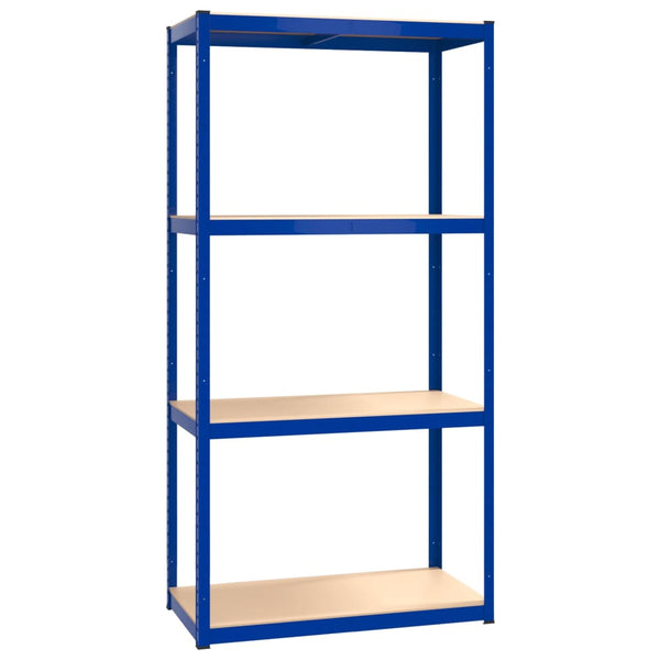 vidaXL Shelving Units with 4 Tiers 4 pcs Blue Steel & Engineered Wood