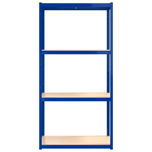 vidaXL Shelving Units with 4 Tiers 4 pcs Blue Steel & Engineered Wood