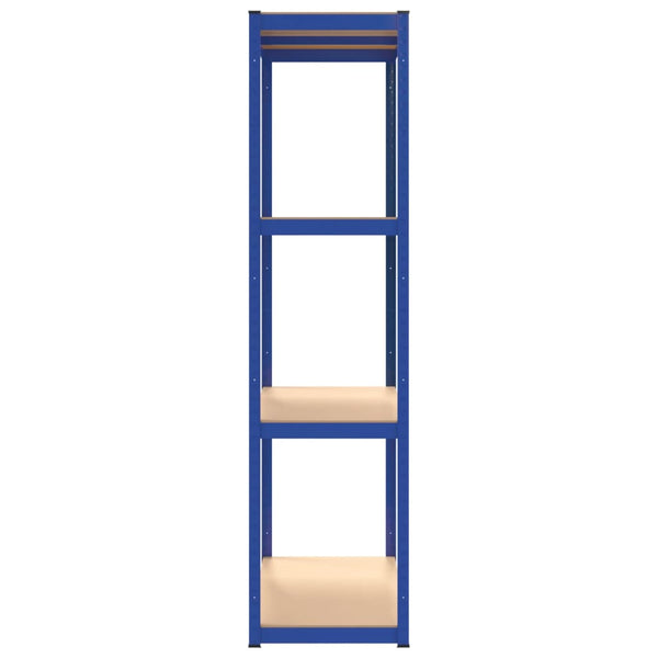 vidaXL Shelving Units with 4 Tiers 4 pcs Blue Steel & Engineered Wood