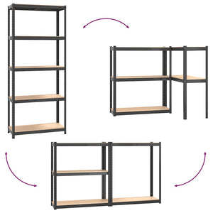 vidaXL 5-Tier Shelving Units 4 pcs Anthracite Steel & Engineered Wood