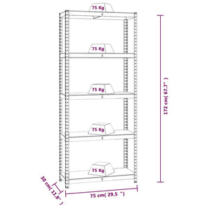 vidaXL 5-Tier Shelving Units 4 pcs Anthracite Steel & Engineered Wood