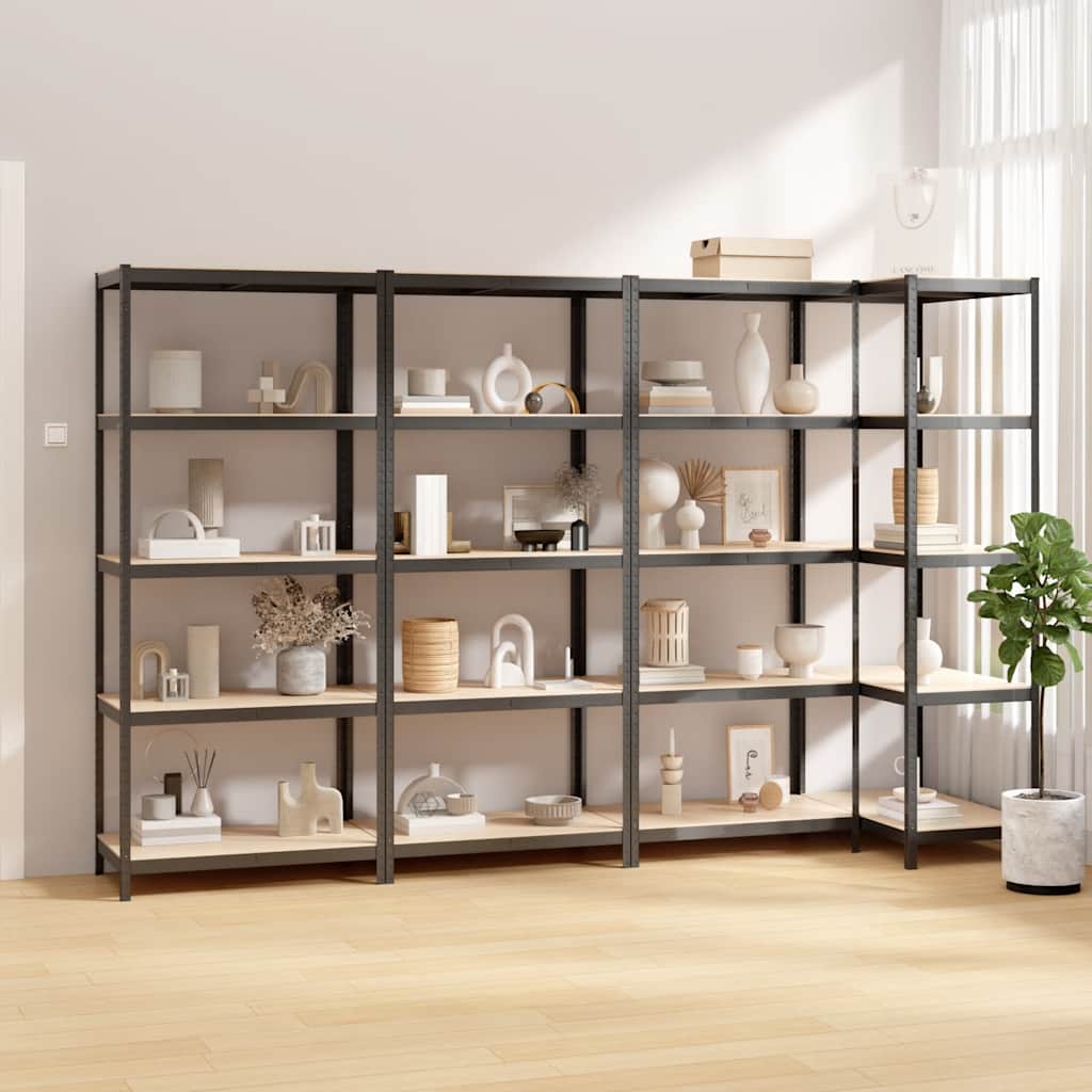 vidaXL 5-Tier Shelving Units 4 pcs Anthracite Steel & Engineered Wood