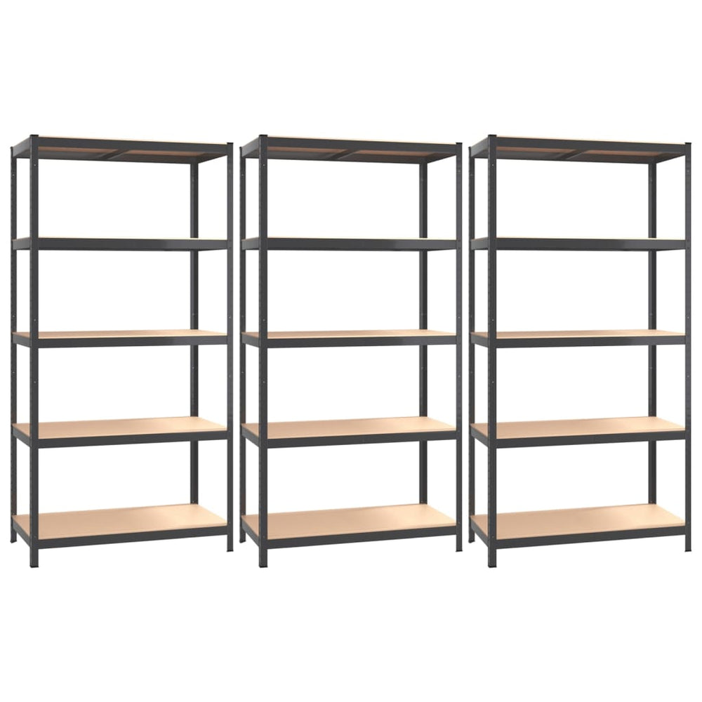 vidaXL 3-Piece 5-Tier Shelving Units Anthracite Steel & Engineered Wood
