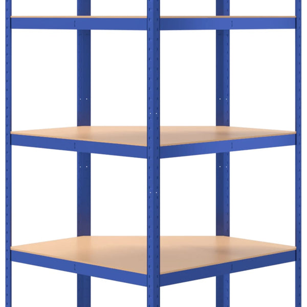 vidaXL 5-Tier Shelving Units 2 pcs Blue Steel & Engineered Wood