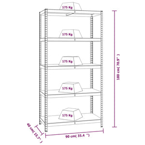 vidaXL 5-Tier Shelving Units 2 pcs Blue Steel & Engineered Wood