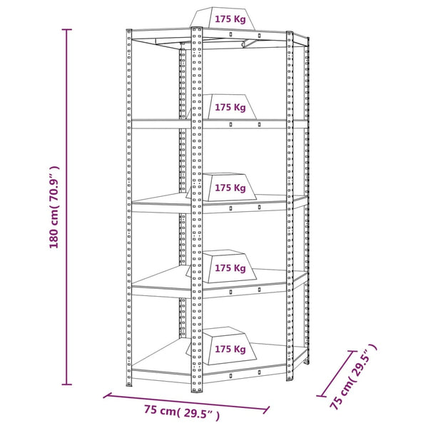 vidaXL 5-Tier Shelving Units 2 pcs Blue Steel & Engineered Wood