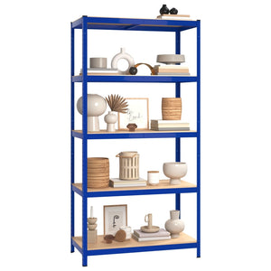 vidaXL 5-Tier Shelving Units 2 pcs Blue Steel & Engineered Wood