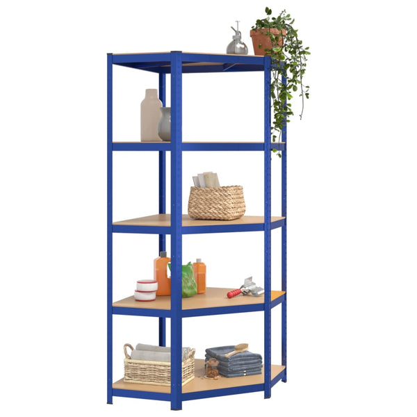 vidaXL 5-Tier Shelving Units 2 pcs Blue Steel & Engineered Wood