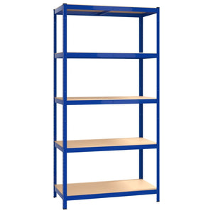 vidaXL 5-Tier Shelving Units 2 pcs Blue Steel & Engineered Wood