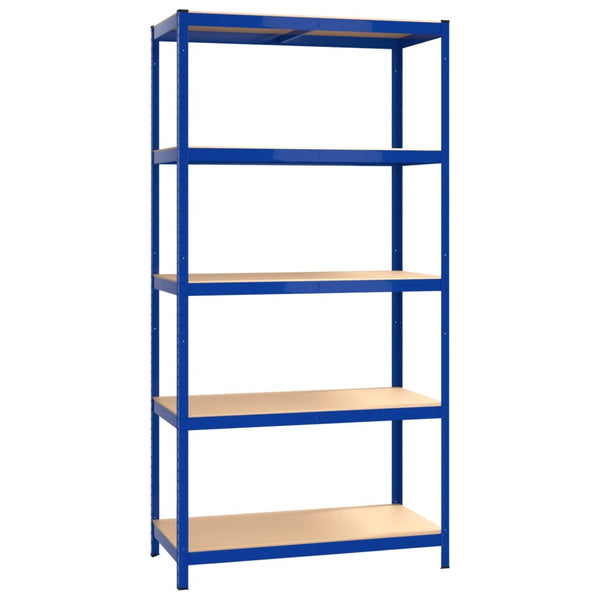 vidaXL 5-Tier Shelving Units 2 pcs Blue Steel & Engineered Wood