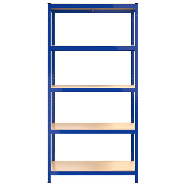 vidaXL 5-Tier Shelving Units 2 pcs Blue Steel & Engineered Wood
