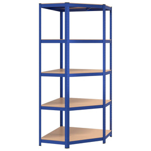 vidaXL 5-Tier Shelving Units 2 pcs Blue Steel & Engineered Wood
