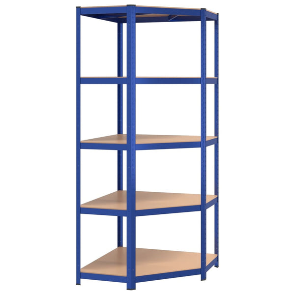 vidaXL 5-Tier Shelving Units 2 pcs Blue Steel & Engineered Wood