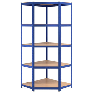 vidaXL 5-Tier Shelving Units 2 pcs Blue Steel & Engineered Wood