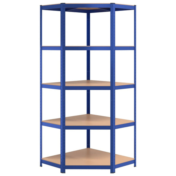 vidaXL 5-Tier Shelving Units 2 pcs Blue Steel & Engineered Wood