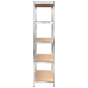 vidaXL Heavy Duty Shelving Units with 5 Tiers 2 pcs Silver Steel Engineered Wood