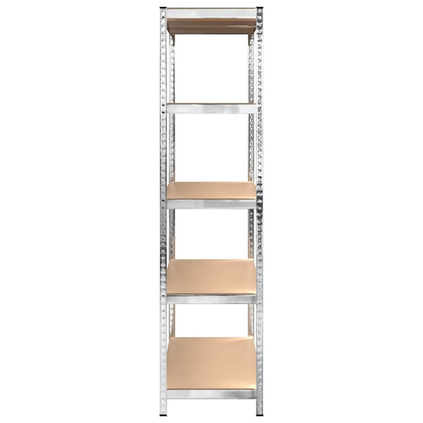vidaXL Heavy Duty Shelving Units with 5 Tiers 2 pcs Silver Steel Engineered Wood