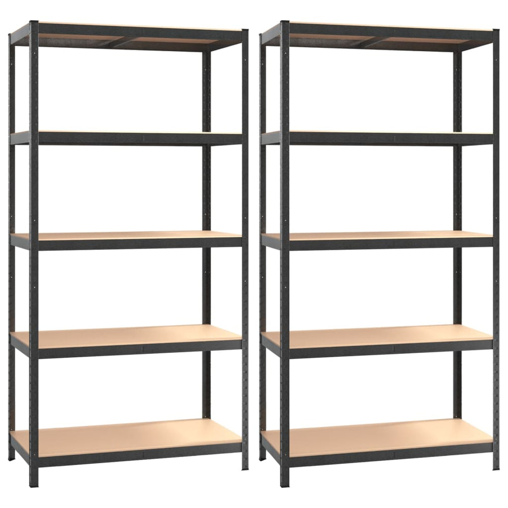 vidaXL 5-Tier Heavy Duty Storage Racks 2 pcs Grey Steel & Engineered Wood