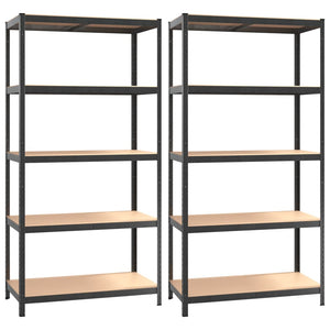 vidaXL 5-Tier Heavy Duty Storage Racks 2 pcs Grey Steel & Engineered Wood