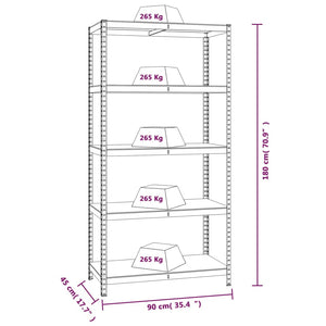 vidaXL 5-Tier Heavy Duty Storage Racks 2 pcs Grey Steel & Engineered Wood