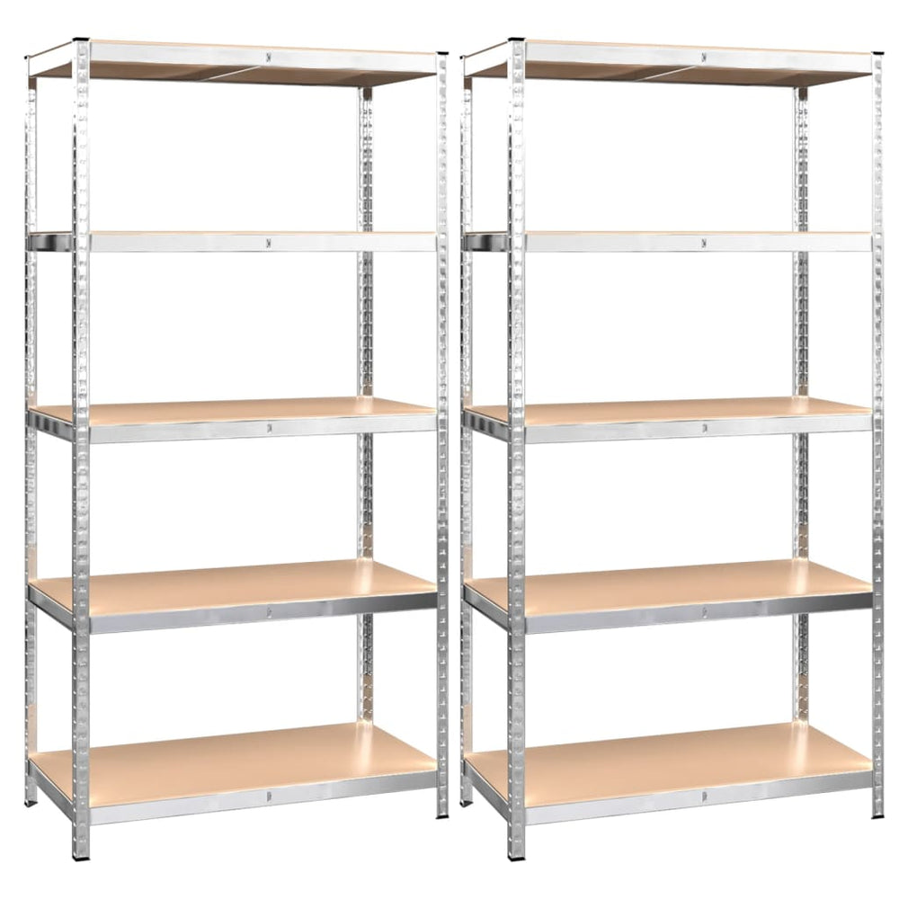 vidaXL 5-Tier Shelving Units 2 pcs Silver Steel & Engineered Wood