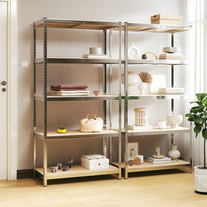 vidaXL 5-Tier Shelving Units 2 pcs Silver Steel & Engineered Wood