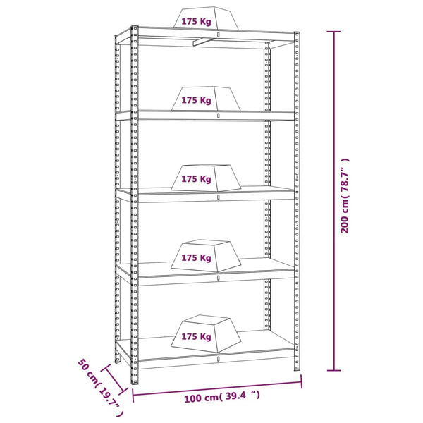 vidaXL 3-Piece 5-Tier Shelving Units Silver Steel & Engineered Wood