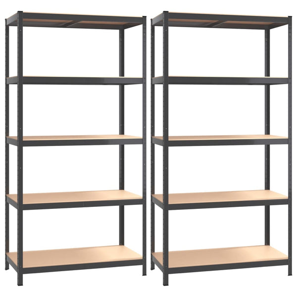 vidaXL 5-Tier Shelving Units 2 pcs Anthracite Steel & Engineered Wood