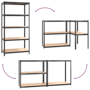vidaXL 5-Tier Shelving Units 2 pcs Anthracite Steel & Engineered Wood