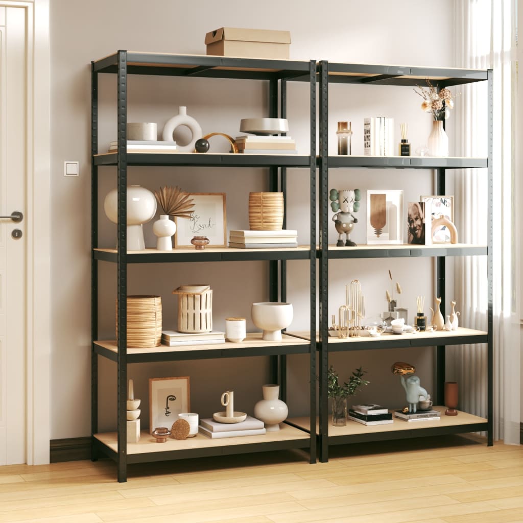 vidaXL 5-Tier Shelving Units 2 pcs Anthracite Steel & Engineered Wood