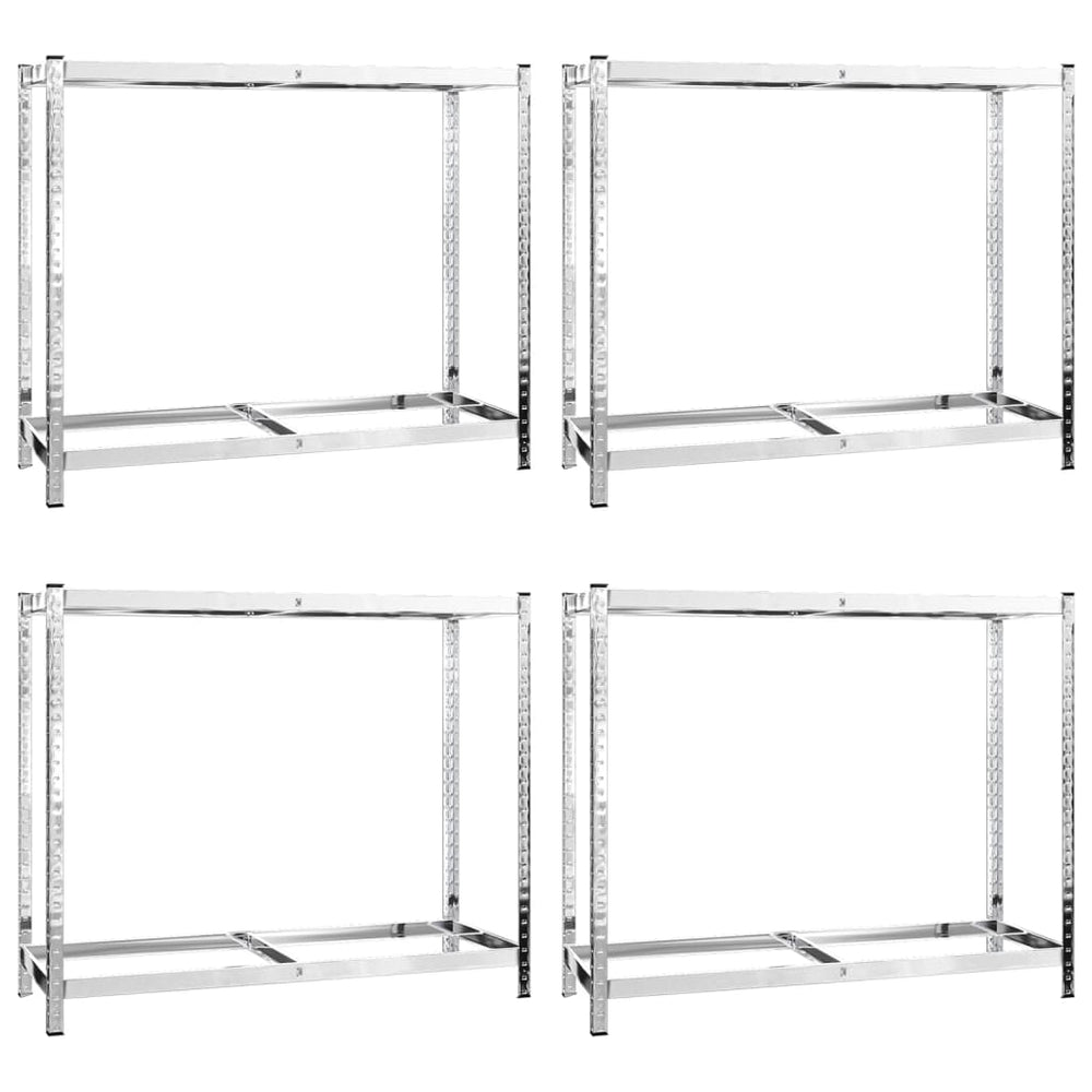 vidaXL Tire Racks with 2 Shelves 4 pcs Silver 110x40x110 cm Steel
