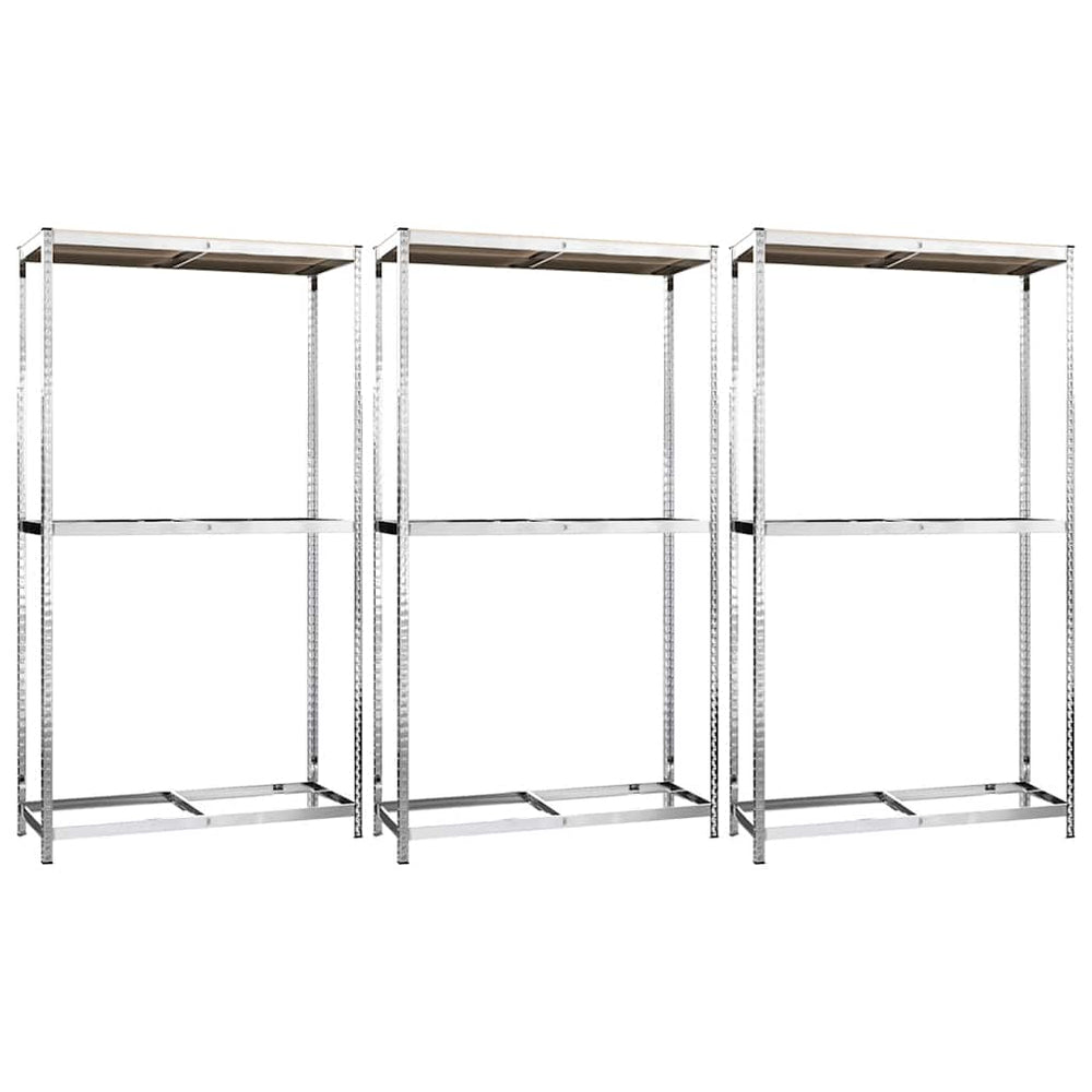 vidaXL Tire Racks with 2 Shelves 3 pcs. Silver 110x40x180 cm Steel