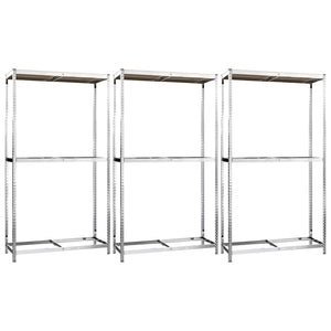 vidaXL Tire Racks with 2 Shelves 3 pcs. Silver 110x40x180 cm Steel