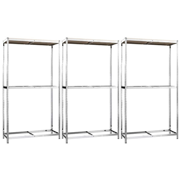 vidaXL Tire Racks with 2 Shelves 3 pcs. Silver 110x40x180 cm Steel