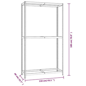 vidaXL Tire Racks with 2 Shelves 3 pcs. Silver 110x40x180 cm Steel