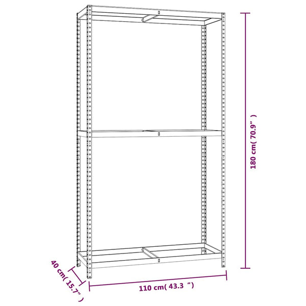 vidaXL Tire Racks with 2 Shelves 3 pcs. Silver 110x40x180 cm Steel
