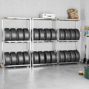 vidaXL Tire Racks with 2 Shelves 3 pcs. Silver 110x40x180 cm Steel