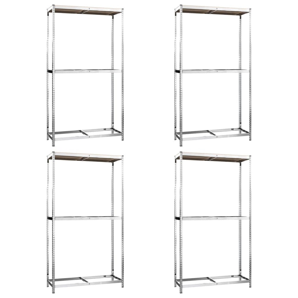 vidaXL Tire Racks with 2 Shelves 4 pcs Silver 110x40x180 cm Steel