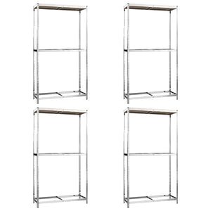 vidaXL Tire Racks with 2 Shelves 4 pcs Silver 110x40x180 cm Steel