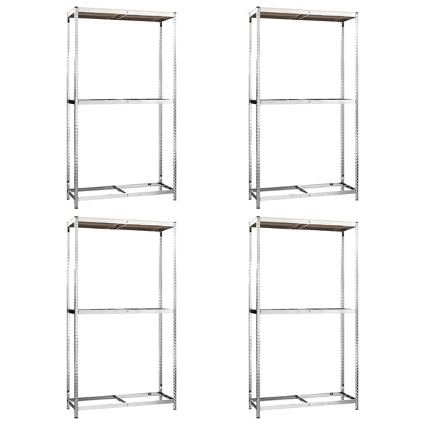 vidaXL Tire Racks with 2 Shelves 4 pcs Silver 110x40x180 cm Steel