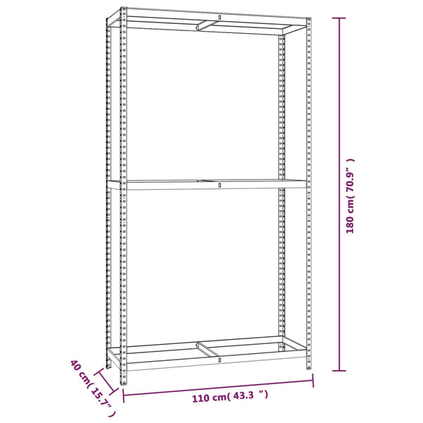 vidaXL Tire Racks with 2 Shelves 4 pcs Silver 110x40x180 cm Steel