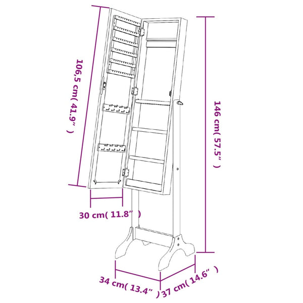 Schwarzer Standspiegel 34x37x146 cm