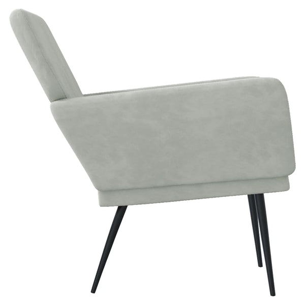 Hellgrauer Samt Sessel 62x79 cm