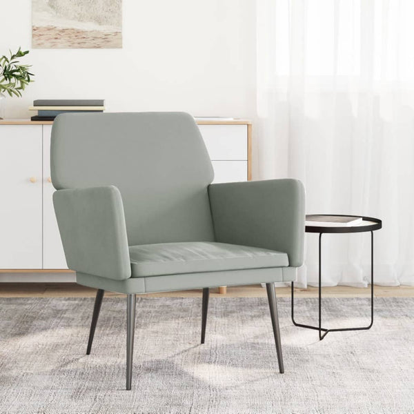 Hellgrauer Samt Sessel 62x79 cm