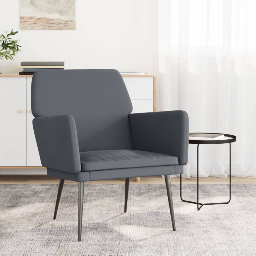 Dunkelgrauer Samt Sessel 62x79 cm