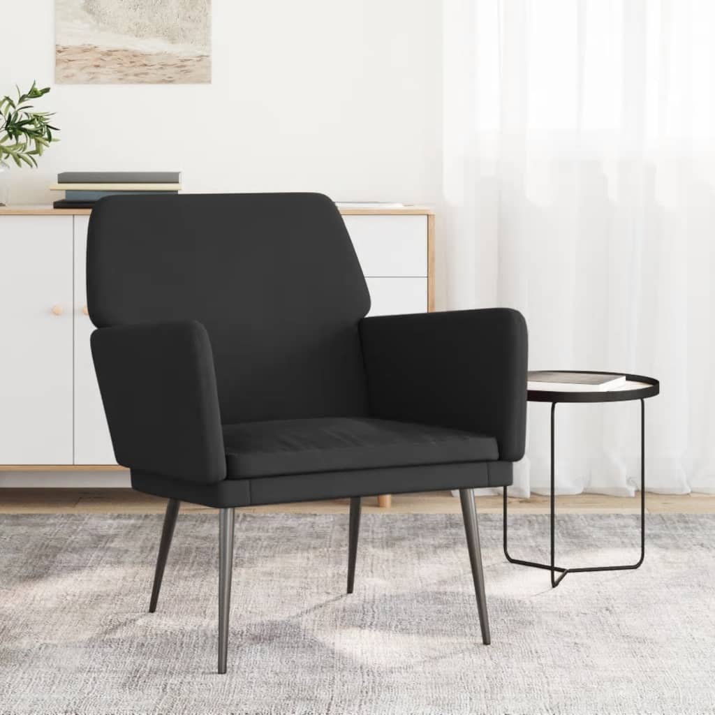 Schwarzer Samt Sessel 62x79x79 cm