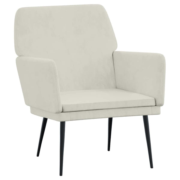 Creme Samt Sessel 62x79 cm
