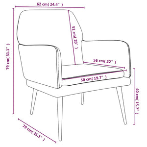 Creme Samt Sessel 62x79 cm
