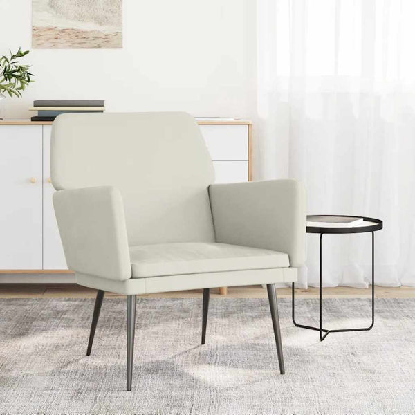 Creme Samt Sessel 62x79 cm