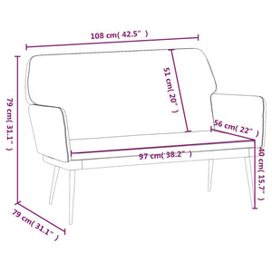 Schwarze Samt Sitzbank 108 cm